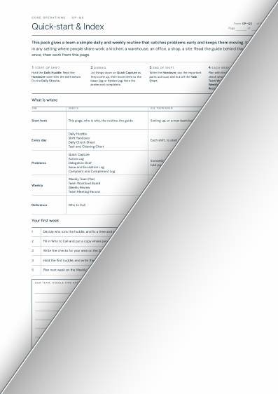 The quick-start and index sheet