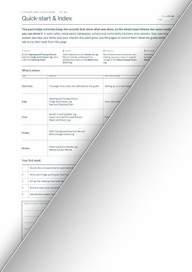 The quick-start and index sheet