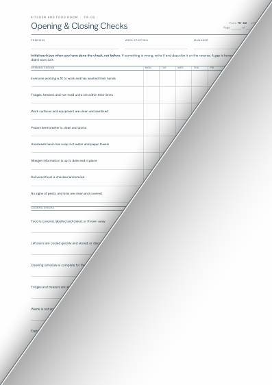 Opening and Closing Checks